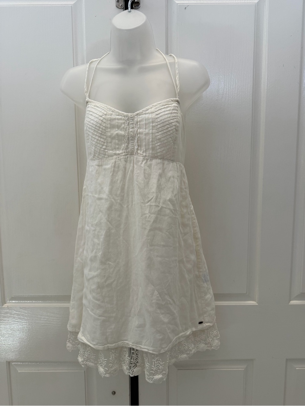 O’Neill White Lace-Hem Halter Sundress Sz M